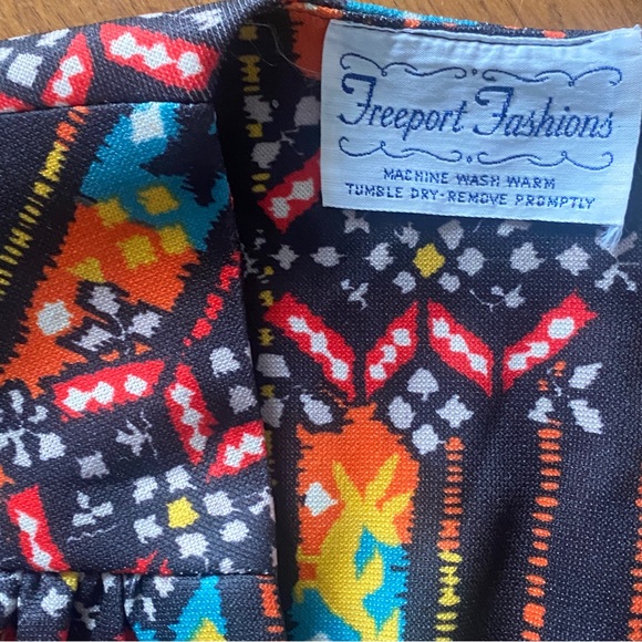 70s Dress Empire Waist Belt Tie Midi Poly Floral Pattern Puff Sleeve V Neck - Picture 7 of 9